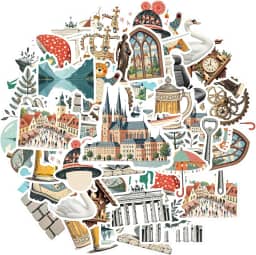 35 peças Alemanha Tour Arquitetura Marcos Cultura Papelaria Adesivos Pacote de Adesivos Vintage Alemanha Marcos Adesivos para Notebook Bagagem Celular Copo DIY Laptop Scrapbook Bicicleta