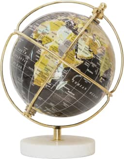 Globo Terrestre Galileu Decorativo de Mesa Mai Home 15×19×15 cm Preto e Dourado com Base de Mármore – Globo Luxo para Escritório, Sala, Quarto, Decoração Moderna e Presente Criativo