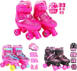 Patins Infantil Roller 4 Rodas + Capacete Proteção Ajustável