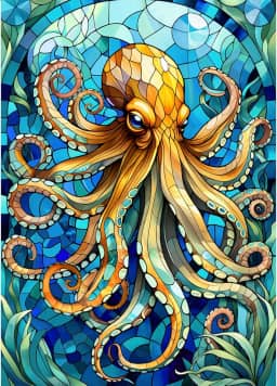 sutinban Quebra-Cabeça De Polvo Com Vitral, 1000 Peças, Quebra-Cabeça De 1000 Peças Para Adultos, O Quebra-Cabeça Mais Legal Para Amantes De Criaturas Marinhas, Ótimo Presente Para A Família, 27,5'
