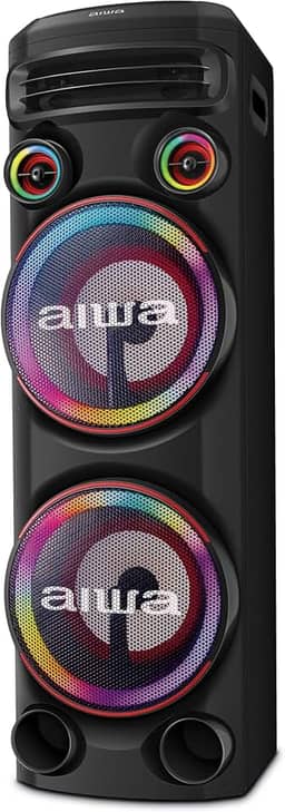 Torre de Som AIWA T2W-02 2300W 2Woofers10" Bluetooth RGB USB FM DJ