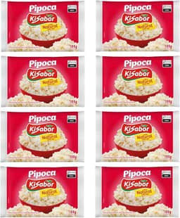 KiSabor Pipoca Microondas Natural c/ Sal 100g - kit c/ 8 unds