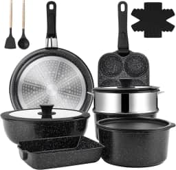 Jogo De Panelas 12 Peças, Conjunto De Panelas Antiaderentes Punho Destacável, Conjuntos De Panelas De Cozinha De Indução Antiaderente Com Alça Removível