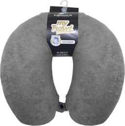 Travesseiro de Viagem My Travel - Fibra Siliconizada - Grafite - Fibrasca, Formato "U" anatomico cervical