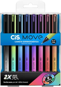 Caneta esferográfica 0.7mm Move com 8 cores Cis