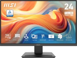 MSI PRO MP243L E14 61.0 cm IPS Gaming Desktop Monitor 1920 x 1080 (FHD), 144Hz, sincronização adaptável, pronto para HDR, HDMI, porta VGA, montagem VESA, inclinação, moldura fina de 4 lados, 1 ms