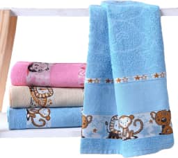 Toalha De Banho Bebe Infantil Menina Menino 100% Algodão Masculino Grande Personagem Praia Carinho Ponto Cruz Para Bordar (Azul, Banho)