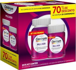 Centrum Mulher Multivitaminico Diário, com Magnésio, Vitamina D e Vitamina B12, Leve 90 Comprimidos e Pague 60