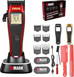 WMARK Cortador de cabelo profissional durável sem fio para barbeiros, estilistas e homens - Motor Maglev de 10.000 RPM, lâmina desbotada com abertura zero revestida com DLC, 3 tampas modulares NG-X1