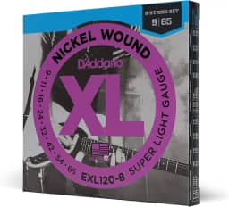 Encordoamento Para Guitarra 8 Cordas .009-.065 D'Addario XL Nickel Wound EXL120-8