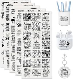 Adesivos UV DTF 105 peças, engraçado, sarcástico, vibrante, de alta viscosidade, copo de transferência para mini chaveiro, capa de telefone, notebook, marcador de livro, porta-cartões, acrílico