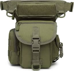 Bolsa tática para perna de gota bolsa de coxa pacote de bolsa de cintura militar para motocicleta corrida de bicicleta ciclismo trilha passeio a cavalo, Verde militar, Bolsa para Perna