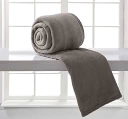 Manta Corttex Microfibra Chumbo, Solteiro, . Tecido