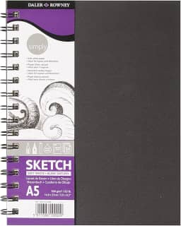 DALER ROWNEY Simply Sketchbook, Papel para Desenho em Caderneta, com Espiral, Tamanho A5, Gramatura 100 g/m²