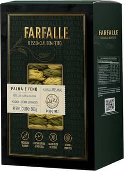 Macarrão Palha e Feno Artesanal 500g - Feito com Farinha Italiana Moldada e Secada Lentamente - Pasta italiana artesanal FARFALLE