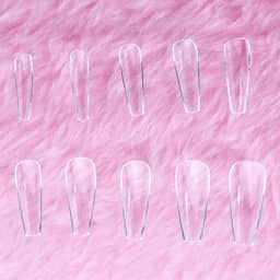 Tips Unhas Postiças Curvatura C Realista Bailarina (Transparente, 500pç Bailarina Longa)