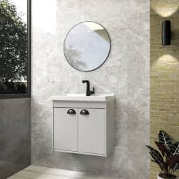 Gabinete Armario para Banheiro 100% MDF com Cuba - Siena Lineo 50cm