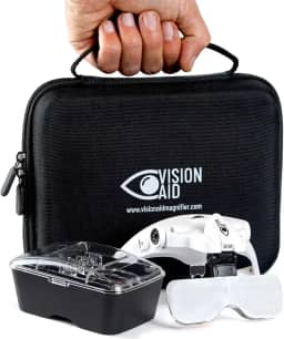 Vision Aid Lupas Com Luz Led, 5 Lentes, Faixa De Cabeça, Estojo Armazenamento, Lupa Suporte Cabeça Iluminada As Mãos Livres Para Artesanato, Degeneração Macular, Ponto Cruz, Pintura Diamante, Trabal