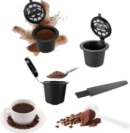 Cápsulas Reutilizáveis Recarregável Kit com 3 • MTS • Compatível Cafeteiras Nespresso • Polipropileno PP e Filtro Aço Inox + Colher de Medida + Pincel de Limpeza • Tampa Click e Vedação • Ecológico