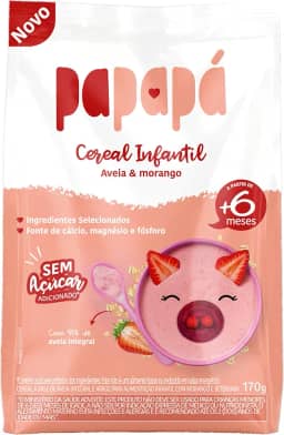 Papapá, Cereal infantil, Petit Cereal, Avêia Integral com Morango & Beterraba, Pouch, 170g, Rosa