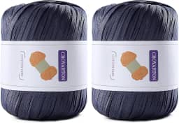 Pacote com 2 fios de ráfia para crochê, fio de algodão macio para crochê, bolsa de praia de verão, 228 jardas/fio de papel de fita de 100 g para iniciantes, bolsa de tricô manual DIY (azul tibetano)