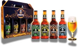 Kit Presente Cerveja Artesanal Schornstein Churrasco 4 garrafas Cerveja 500 ml e Taça 350 ml