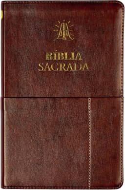 Bíblia Sagrada Slim ACF, Luxo, Couro-Soft , marrom, com bolso