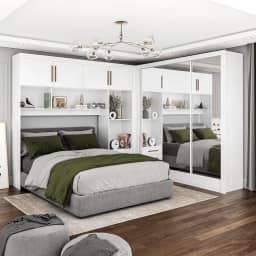 Guarda-roupa Casal Modulado 4 Portas Santiago 3 Portas Premium 5 Gaveta com Espelho Branco