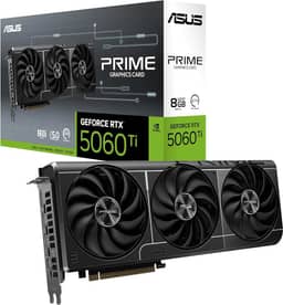 Placa de Vídeo ASUS GeForce RTX 5060 Ti Prime 8 GB GDDR7 - (90YV0MP1-M0NA00) PCI Express 5.0, Tecnologia 0dB, Ventiladores Axiais, 2602 MHz, 4 Saídas de Vídeo, DLSS 4