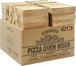 Gimgsoen Forno De Pizza E Lenha Para Cozinhar – Mini Carvalho Seco Em Estufa, Toras De 6 Polegadas, Caixa De 15 Lb – Lenha Sem Casca Para Ooni, Gozney, Fogão Solo E Muito Mais – Alta Temperatura, Qu