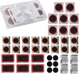 Kit de reparo de pneu de bicicleta, 30 peças de remendos de pneu Kit de reparo de perfuração de pneu de bicicleta com 6 peças de adesivos de perfuração sem cola e raspas de metal para reparo de pneu