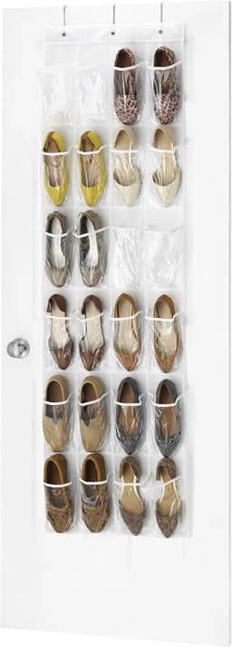 Whitmor Organizador de sapatos para porta-12 pares-24 bolsos grandes, transparente