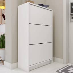 Sapateira de Parede Moderna, 3 Prateleiras Inclinadas, Branca, Organizador Vertical para Calçados