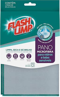 Flash Limp - Pano Microfibra Para Vidros e Telas Sensíveis 40 CM - FLP6699