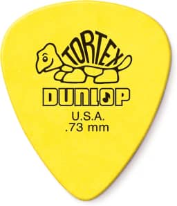 Palheta de guitarra amarela Dunlop Tortex Standard .73 mm, pacote com 12