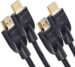 AmazonBasics Cabo adaptador de monitor HDMI de alta velocidade de 18 Gbps, Pacote com 2, Preto, 1.83 M