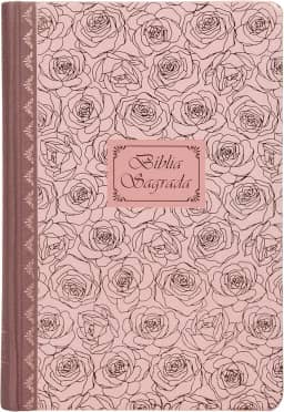 Bíblia Sagrada Católica, Letra Grande, Rosas, Capa dura com lombada em tecido, Leitura Perfeita