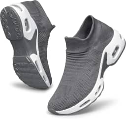 Tênis feminino para caminhada – Tênis casual diário sem cadarço confortável para trabalho de enfermagem, Cinza escuro, 38