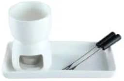 Conjunto Fondue Branco com Base de Cerâmica 6 peças PREMIUM