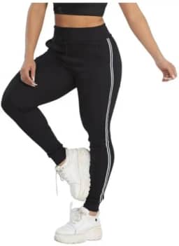 Calça Jogger Ribana Com Bolso Feminina Cintura Alta Faixa
