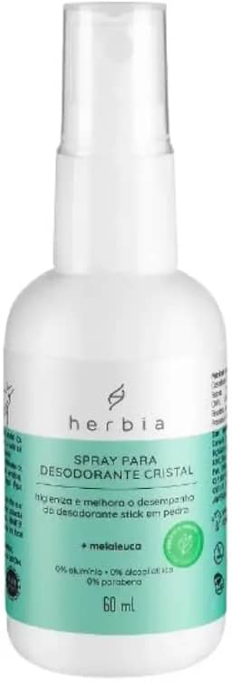 Spray para Desodorante cristal Natural e Vegano 60ml Herbia