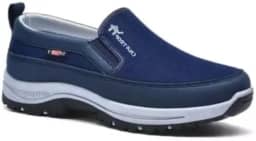 Tênis Masculino Slip On Azul Casual Esportivo Confortável Leve e Antiderrapante para o Dia a Dia