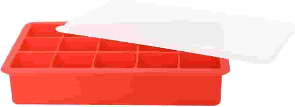 Mimo Style Forma de Gelo Com Tampa, Feita de Silicone e Polipropileno na Cor Vermelha. Produz 15 Cubos de Gelo Por Vez de 27ml Cada. Prática, Resistente e Reutilizável