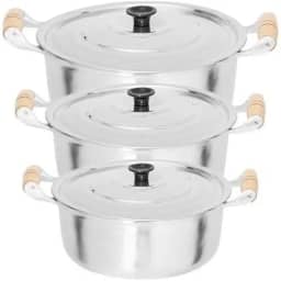 Conjunto Jogo Panelas Grande Alumínio Batido Fundido Grosso 3pçs