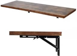 Mesa Dobravel Retratil de Parede Borda Quadrada 120cm x 50Cm Suspensa decoração quarto(Amadeirada)