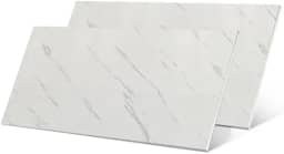 Kit 10 Placas Autocolantes Mármore Adesivo Vinílico 3D Branco Brilhoso 60x30 Brinovar