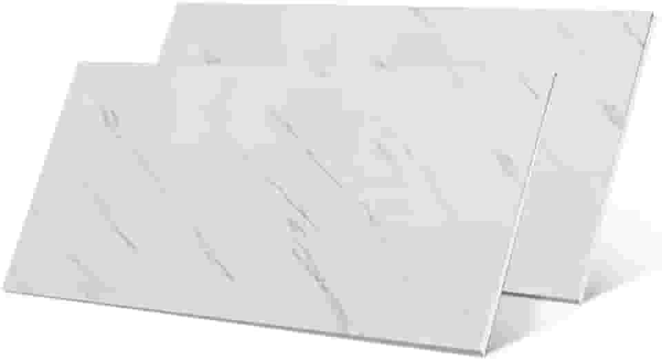 Kit 10 Placas Autocolantes Mármore Adesivo Vinílico 3D Branco Brilhoso 60x30 Brinovar