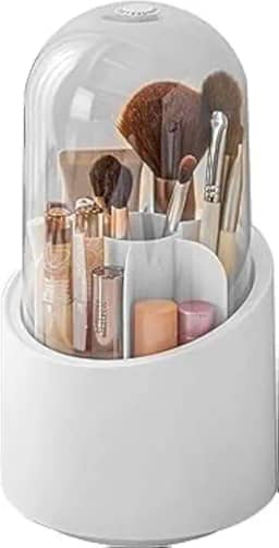 Porta Pincéis Organizador de Maquiagem Giratório 360° com Tampa à Prova de Poeira, Porta Pincéis e Cosméticos