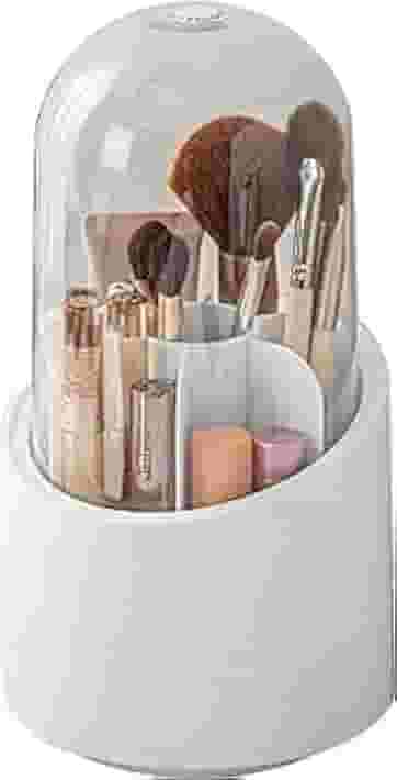 Porta Pincéis Organizador de Maquiagem Giratório 360° com Tampa à Prova de Poeira, Porta Pincéis e Cosméticos