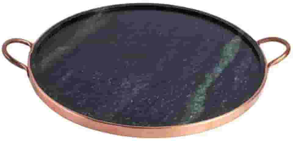 Forma de Pedra Sabão para pizza 32 cm alças de cobre curada